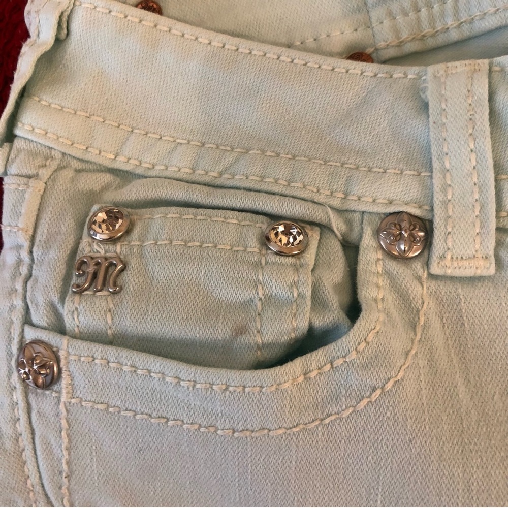 Miss Me Light Blue Skinny Denim Jeans Rhinestones Pockets Size 27 - Picture 5 of 5